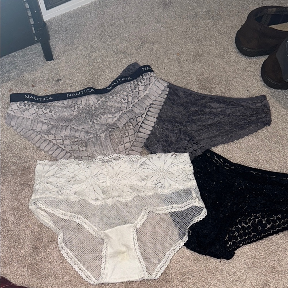 Nautica Women's Lace Panties - Gray, Black, and Cream